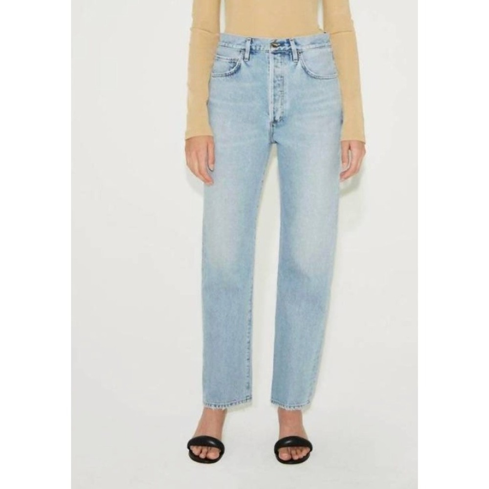 GOLDSIGN Myra Jean Lowell Straight Leg Jeans Light Wash Distressed Women's 27